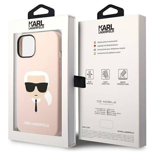 Original Case IPHONE 14 PLUS Karl Lagerfeld Hardcase Silicone Karl`s Head Magsafe light pink 3666339078041