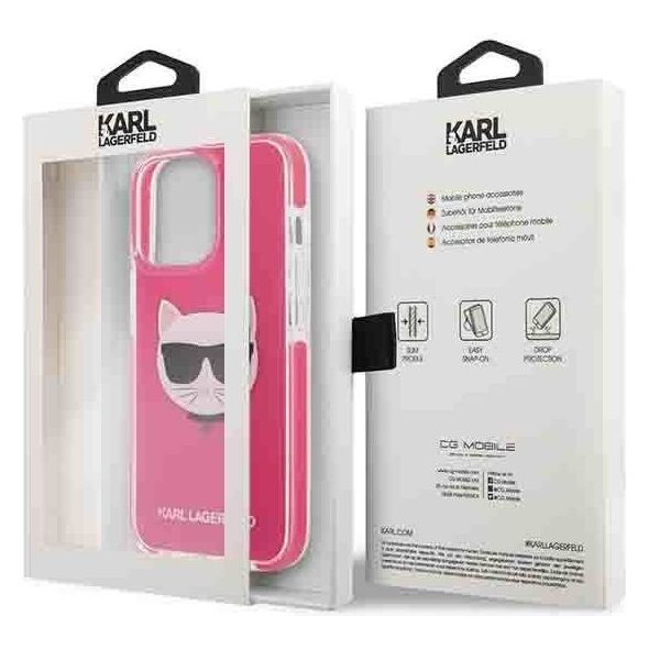 Original Case IPHONE 13 PRO Karl Lagerfeld Hardcase Choupette Head (KLHCP13LTPECPI) pink 3666339048549