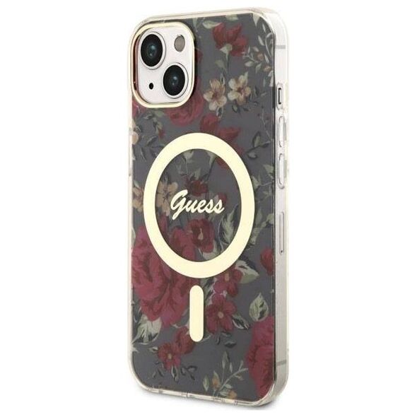 Original Case IPHONE 14 PLUS Guess Hardcase Flower MagSafe (GUHMP14MHCFWSA) green 3666339115609