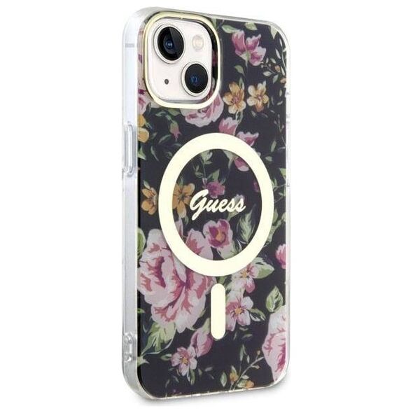 Original Case IPHONE 14 PLUS Guess Hardcase Flower MagSafe (GUHMP14MHCFWSK) black 3666339115524