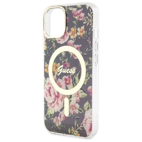 Original Case IPHONE 14 PLUS Guess Hardcase Flower MagSafe (GUHMP14MHCFWSK) black 3666339115524
