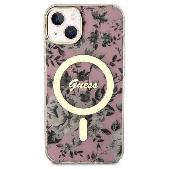 Original Case IPHONE 14 PLUS Guess Hardcase Flower MagSafe (GUHMP14MHCFWSP) pink 3666339115562