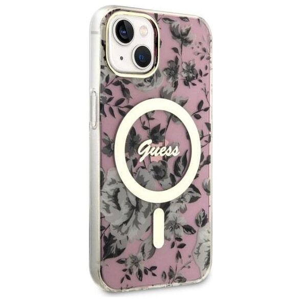 Original Case IPHONE 14 PLUS Guess Hardcase Flower MagSafe (GUHMP14MHCFWSP) pink 3666339115562