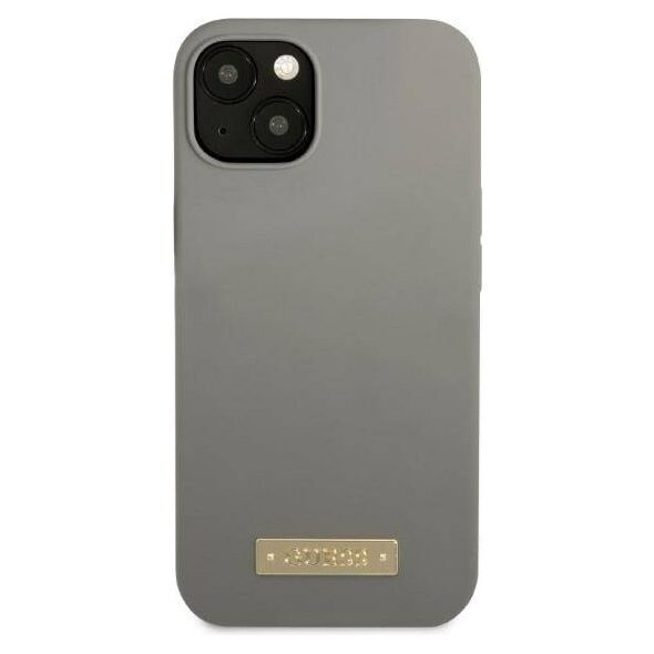 Original Case IPHONE 13 MINI Guess Hard Case Silicone Logo Plate MagSafe (GUHMP13SSPLG) gray 3666339056896