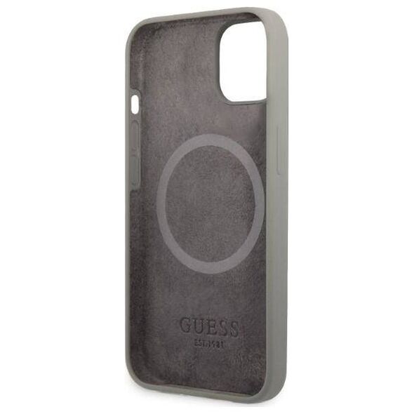 Original Case IPHONE 13 MINI Guess Hard Case Silicone Logo Plate MagSafe (GUHMP13SSPLG) gray 3666339056896