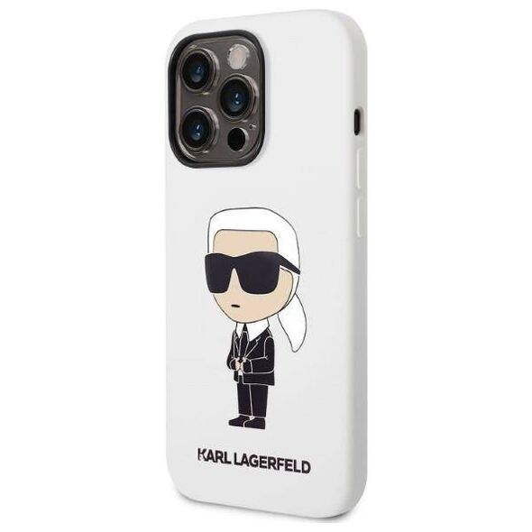Original Case IPHONE 14 PRO Karl Lagerfeld Hardcase Silicone Ikonik (KLHCP14LSNIKBCH) white 3666339086626