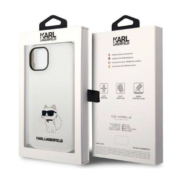 Original Case IPHONE 14 PLUS Karl Lagerfeld Hardcase Silicone Choupette MagSafe (KLHMP14MSNCHBCH) white 3666339087777