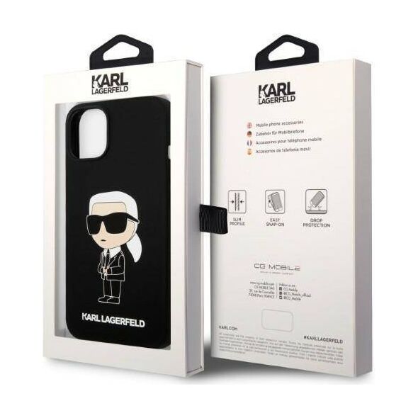 Original Case IPHONE 14 PLUS Karl Lagerfeld Hardcase Silicone Ikonik MagSafe (KLHMP14MSNIKBCK) black 3666339087692