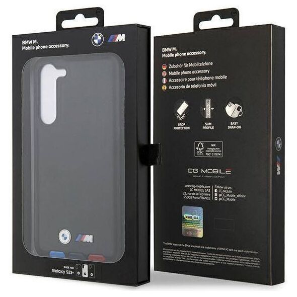 Original Case SAMSUNG GALAXY S23+ BMW Leather Stamp Tricolor (BMHCS23M22PTDK) black 3666339114558