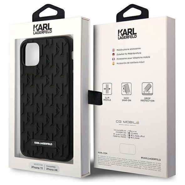 Original Case IPHONE 11 Karl Lagerfeld Hardcase 3D Monogram (KLHCN61RUPKLPK) black 3666339170011