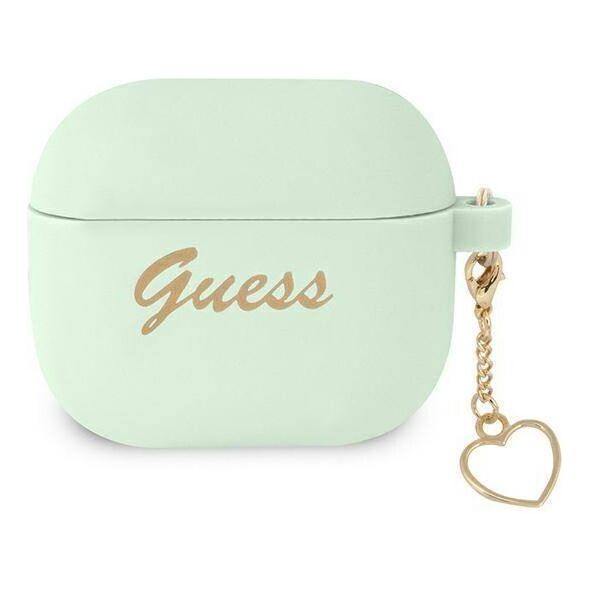 Original Case APPLE AIRPODS 3 Guess Silicone Charm Heart Collection (GUA3LSCHSN) green 3666339039080