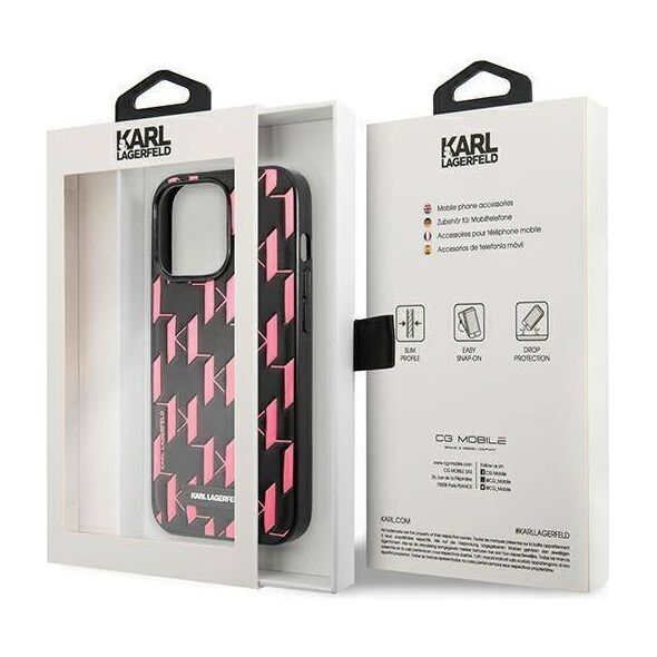 Original Case IPHONE 13 PRO Karl Lagerfeld Hardcase Monogram Plaque (KLHCP13LMNMP1P) pink 3666339049188
