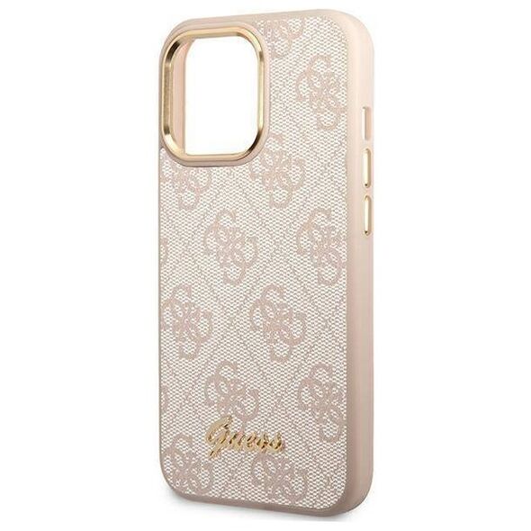 Original Case IPHONE 14 PRO Guess Hard Case 4G Vintage Gold Logo (GUHCP14LHG4SHP) pink 3666339065348