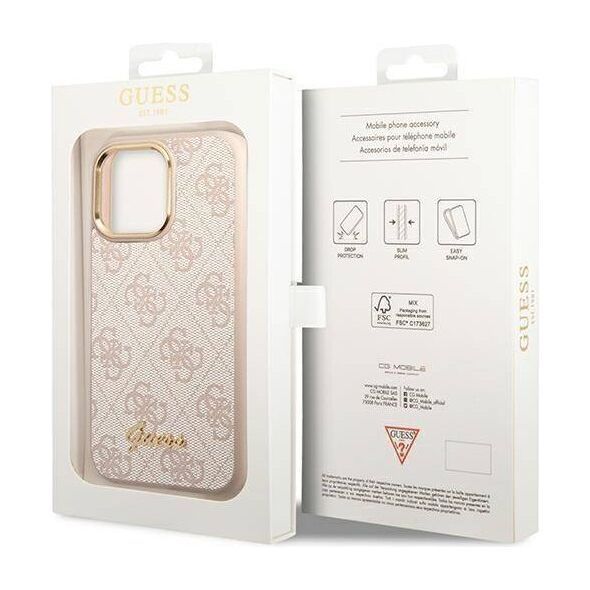 Original Case IPHONE 14 PRO Guess Hard Case 4G Vintage Gold Logo (GUHCP14LHG4SHP) pink 3666339065348