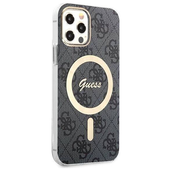 Original Case IPHONE 12 / 12 PRO Guess Hardcase 4G Print MagSafe + Wireless Charger (GUBPP14MH4EACSB) black 3666339102777