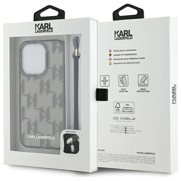 Original Case APPLE IPHONE 15 PRO Karl Lagerfeld Hardcase IML Mono KL Pattern & Cord (KLHCP15LHKDPNSK) black 3666339258269