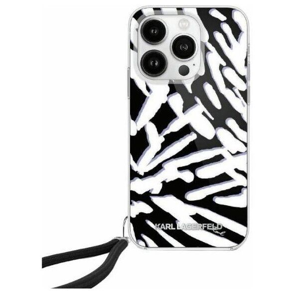 Original Case APPLE IPHONE 15 PRO Karl Lagerfeld Hardcase IML Zebra Pattern & Cord (KLHCP15LHZBPKCCK) black 3666339287283