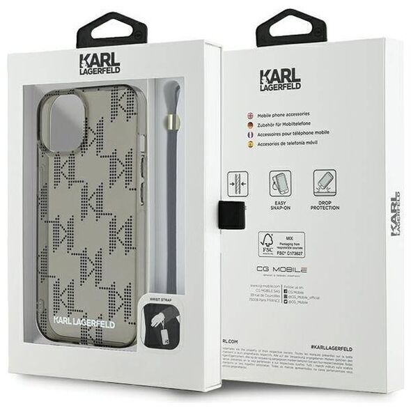 Original Case IPHONE 13 / 14 / 15 Karl Lagerfeld Hardcase IML Mono KL Pattern & Cord (KLHCP15SHKDPNSK) black 3666339258245