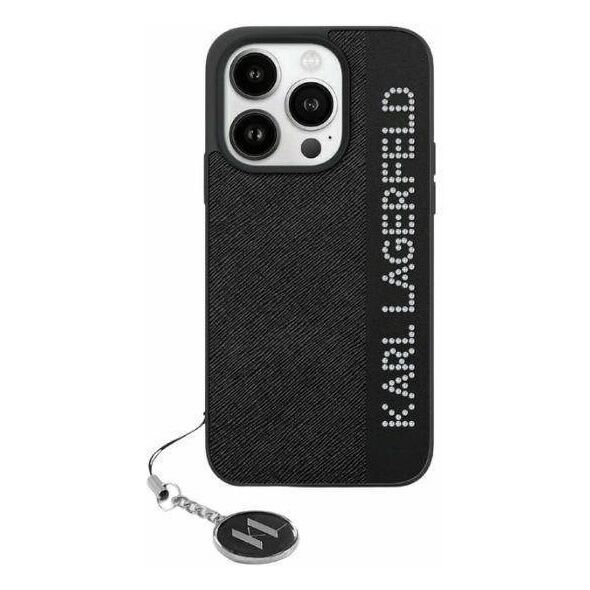 Original Case IPHONE 13 / 14 / 15 Karl Lagerfeld Hardcase Saffiano Rhinestones & Charm (KLHCP15SPSAKDGCK) black 3666339257965