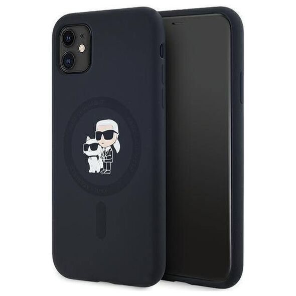 Original Case IPHONE 11 / XR Karl Lagerfeld Hardcase Silicone Karl & Choupette Magsafe (KLHMN61SCMKCRHK) black 3666339253943