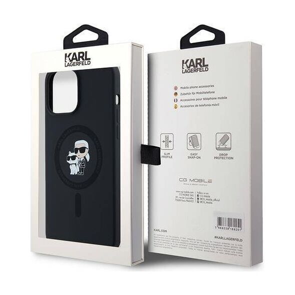 Original Case IPHONE 13 PRO Karl Lagerfeld Hardcase Silicone Karl & Choupette Magsafe (KLHMP13LSCMKCRHK) black 3666339253981