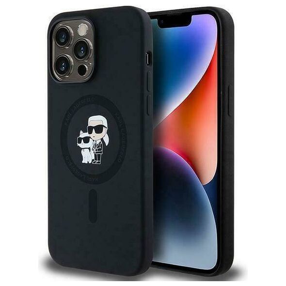 Original Case IPHONE 14 PRO Karl Lagerfeld Hardcase Silicone Karl & Choupette Magsafe (KLHMP14LSCMKCRHK) black 3666339254025