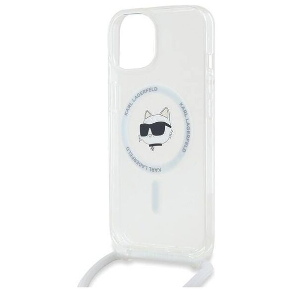 Original Case IPHONE 13 / 14 / 15 Karl Lagerfeld Hardcase IML Choupette Head & Cord MagSafe (KLHMP14SHCCHNT) transparent 3666339287085