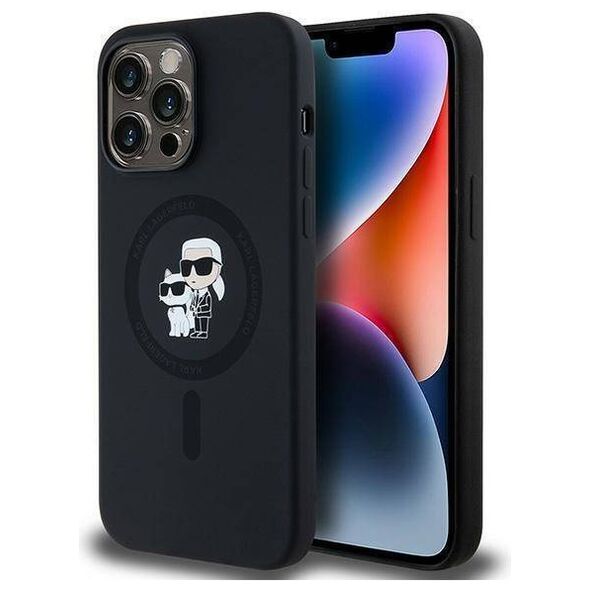 Original Case IPHONE 14 PRO MAX Karl Lagerfeld Hardcase Silicone Karl & Choupette Magsafe (KLHMP14XSCMKCRHK) black 3666339254032