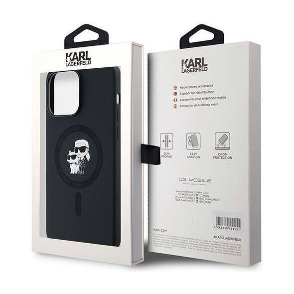 Original Case IPHONE 14 PRO MAX Karl Lagerfeld Hardcase Silicone Karl & Choupette Magsafe (KLHMP14XSCMKCRHK) black 3666339254032