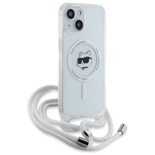 Original Case IPHONE 13 / 14 / 15 Karl Lagerfeld Hardcase IML Choupette Head & Cord MagSafe (KLHMP15SHCCHNT) transparent 3666339287122