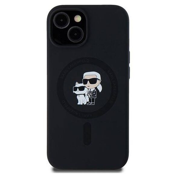 Original Case IPHONE 13 / 14 / 15 Karl Lagerfeld Hardcase Silicone Karl & Choupette Magsafe (KLHMP15SSCMKCRHK) black 3666339254049