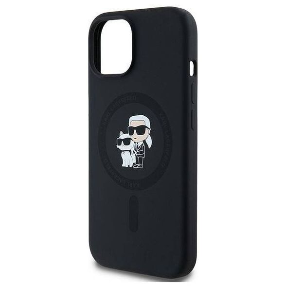 Original Case IPHONE 13 / 14 / 15 Karl Lagerfeld Hardcase Silicone Karl & Choupette Magsafe (KLHMP15SSCMKCRHK) black 3666339254049