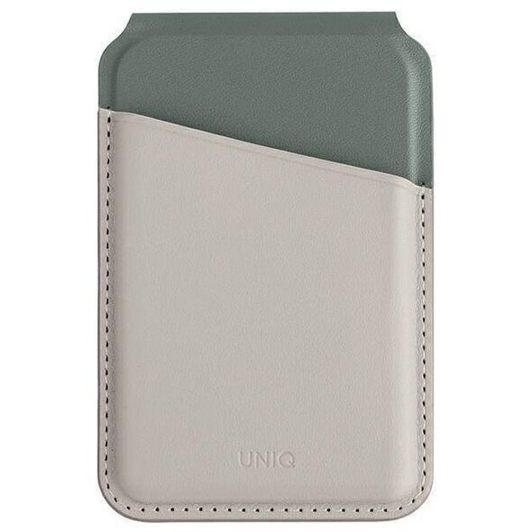MagSafe Card Wallet IPHONE Z MAGSAFE UNIQ Magnetic RFID Wallet and Phone Stand beige & green 8886463688403