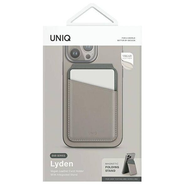 MagSafe Card Wallet IPHONE Z MAGSAFE UNIQ Magnetic RFID Wallet and Phone Stand beige & green 8886463688403
