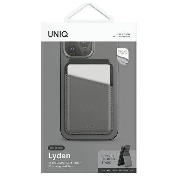 MagSafe Card Wallet IPHONE Z MAGSAFE UNIQ Magnetic RFID Wallet and Phone Stand black & grey 8886463688434