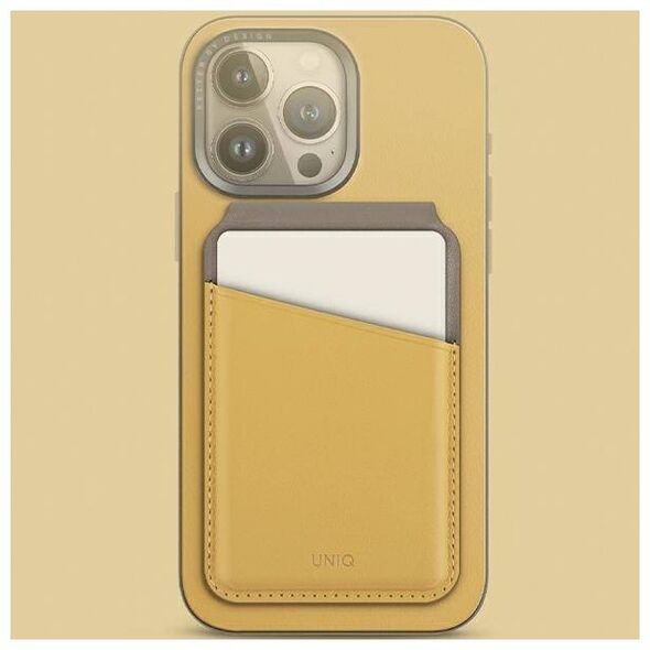 MagSafe Card Wallet IPHONE Z MAGSAFE UNIQ Magnetic RFID Wallet and Phone Stand yellow & gray 8886463688427