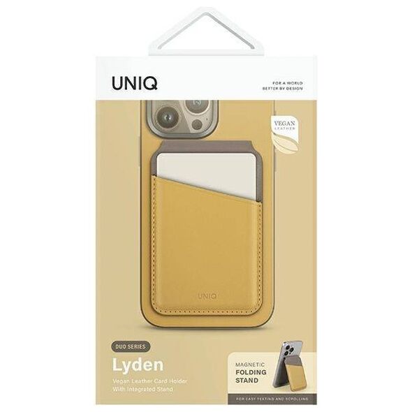 MagSafe Card Wallet IPHONE Z MAGSAFE UNIQ Magnetic RFID Wallet and Phone Stand yellow & gray 8886463688427