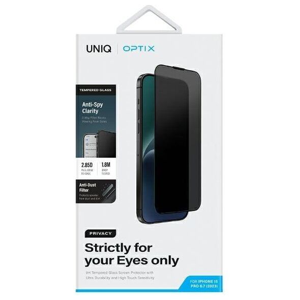 Tempered Glass 5D APPLE IPHONE 15 PRO MAX UNIQ Optix Privacy with Applicator Privatizing 8886463686041