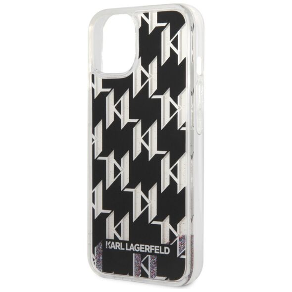 Karl Lagerfeld Monogram Liquid Glitter Apple iPhone 14 Plus (6.7) hátlapvédő tok fekete (KLHCP14MLMNMK) 3666339076245