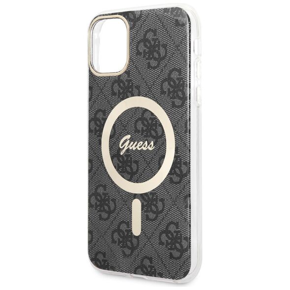 Guess 4G IML MagSafe Apple iPhone 11 (6.1) 2019 hátlapvédő tok fekete (GUHMN61H4STK) 3666339126797