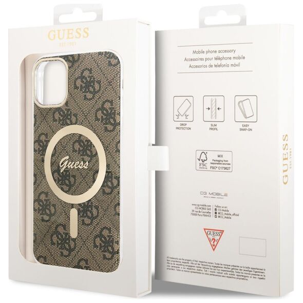 Guess 4G IML MagSafe Apple iPhone 11 (6.1) 2019 hátlapvédő tok barna (GUHMN61H4STW) 3666339126841