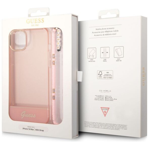 Guess Apple iPhone 14 Plus (6.7) PC/TPU Camera Outline Translucent hátlapvédő tok pink (GUHCP14MHGCOHP) 3666339064297