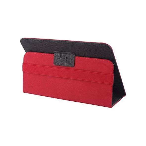 Univerzális 9-10&quot; kinyitható műbőr tablet tok fekete - piros 5900495641960