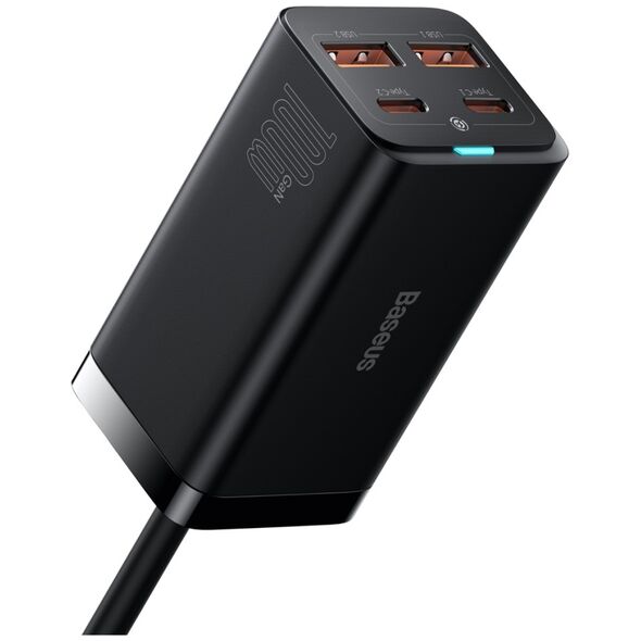 Baseus wall charger GaN3 Pro 100W 2x USB-C 2x USB black 6953156209053