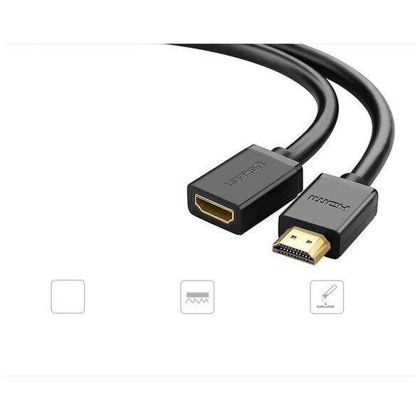 HDMI male to HDMI female cable UGREEN HD107, FullHD, 3D, 2m (black) 6957303811427