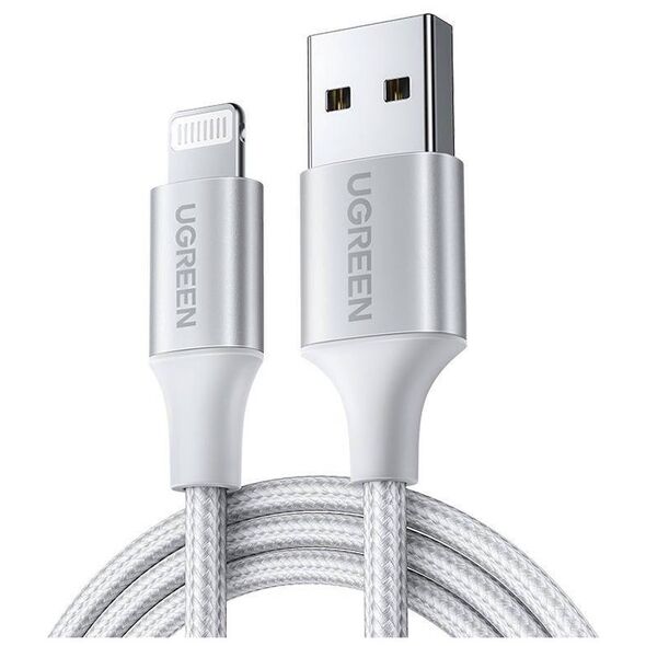Cable Lightning to USB UGREEN 2.4A US199, 1.5m (silver) 6957303861620