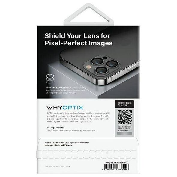 Tempered Glass for Camera IPHONE 14 / 14 PLUS UNIQ Optix Aluminium Camera Lens Protector z Aplikatorem czarny 8886463682395