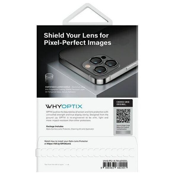 Tempered Glass for Camera IPHONE 14 / 14 PLUS UNIQ Optix Aluminium Camera Lens Protector z Aplikatorem srebrny 8886463682401
