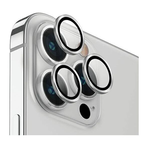 Tempered Glass for Camera IPHONE 14 PRO / 14 PRO MAX UNIQ Optix Aluminium Camera Lens Protector z Aplikatorem srebrny 8886463682463