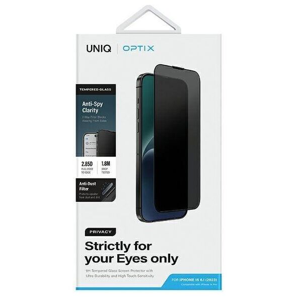 Tempered Glass 5D APPLE IPHONE 15 UNIQ Optix Privacy with Applicator 8886463685891